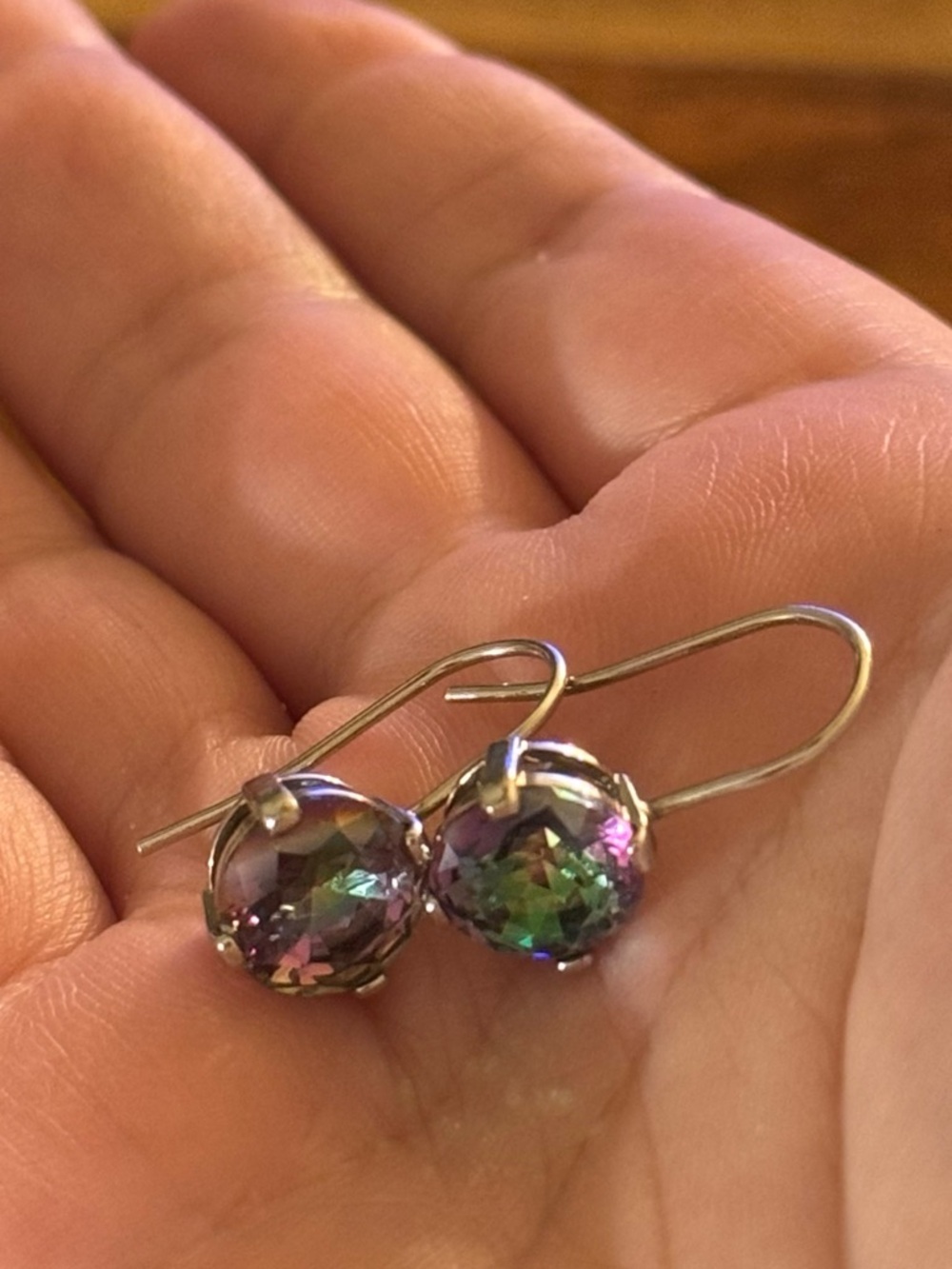 Mystic Topaz Sterling Round Drop Earrings - Picture 10 of 15